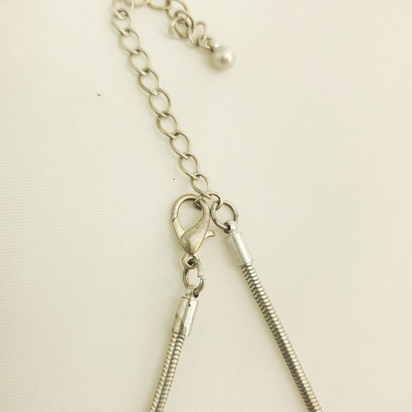 Womens Silver Textured Spikes Lobster Clasp Adjustable Snake Chain Necklace - Picture 6 of 12